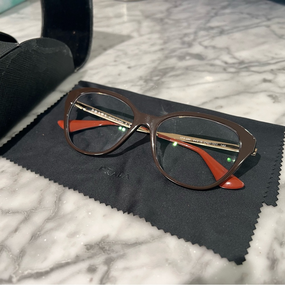 Prada Brown and Red Eyeglasses